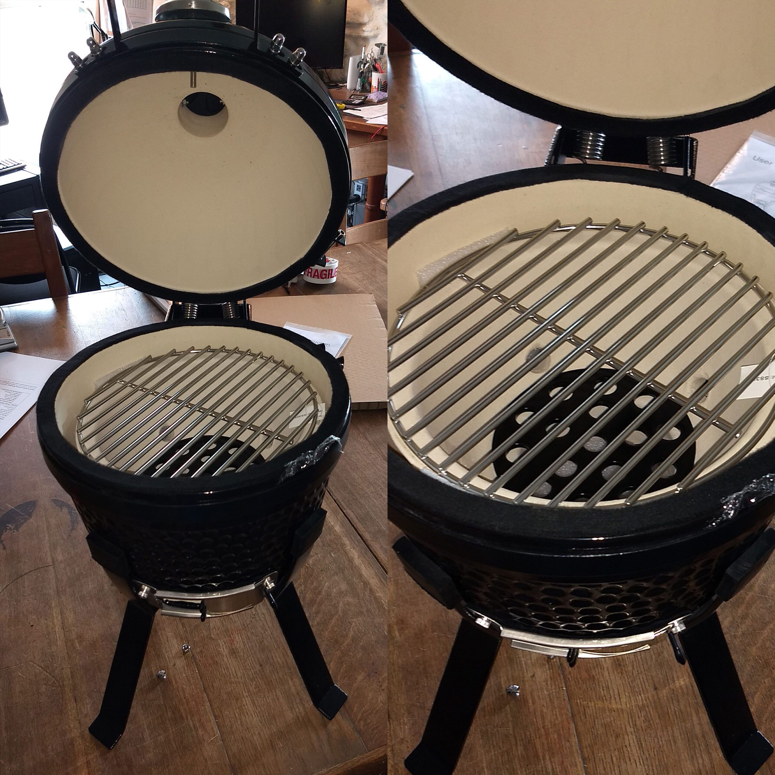 YNNI 13-inch Kamado Oven BBQ - Grill Egg with Black Powder Coated Stand - Ideal for smaller patios and balcony