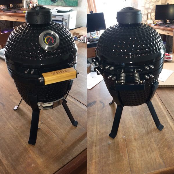 YNNI 13-inch Kamado Oven BBQ - Grill Egg with Black Powder Coated Stand - Ideal for smaller patios and balcony's.