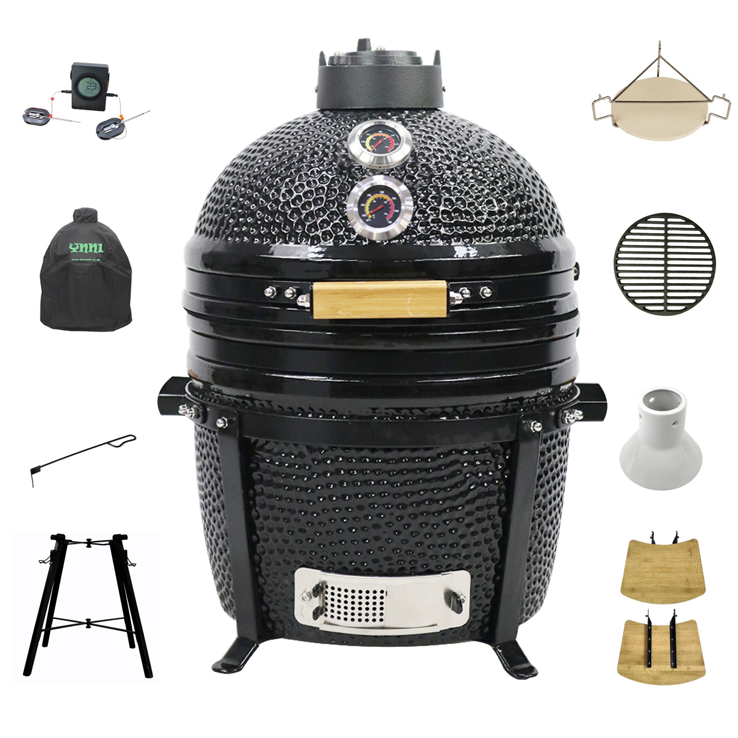 YNNI 15.7-inch Medium Kamado Oven BBQ - Table Stand Bundle with Accessories. - Image 4