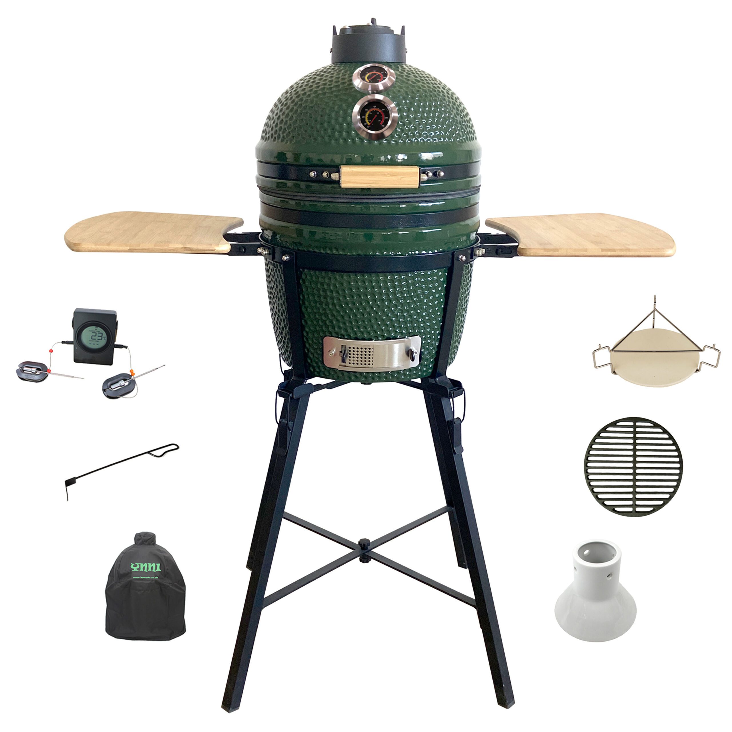 YNNI 15.7-inch Medium Kamado Oven BBQ - Table Stand Bundle with Accessories. - Image 3