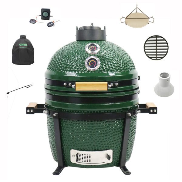 YNNI 15.7-inch Medium Kamado Oven BBQ - Grill Egg Bundle with Accessories.