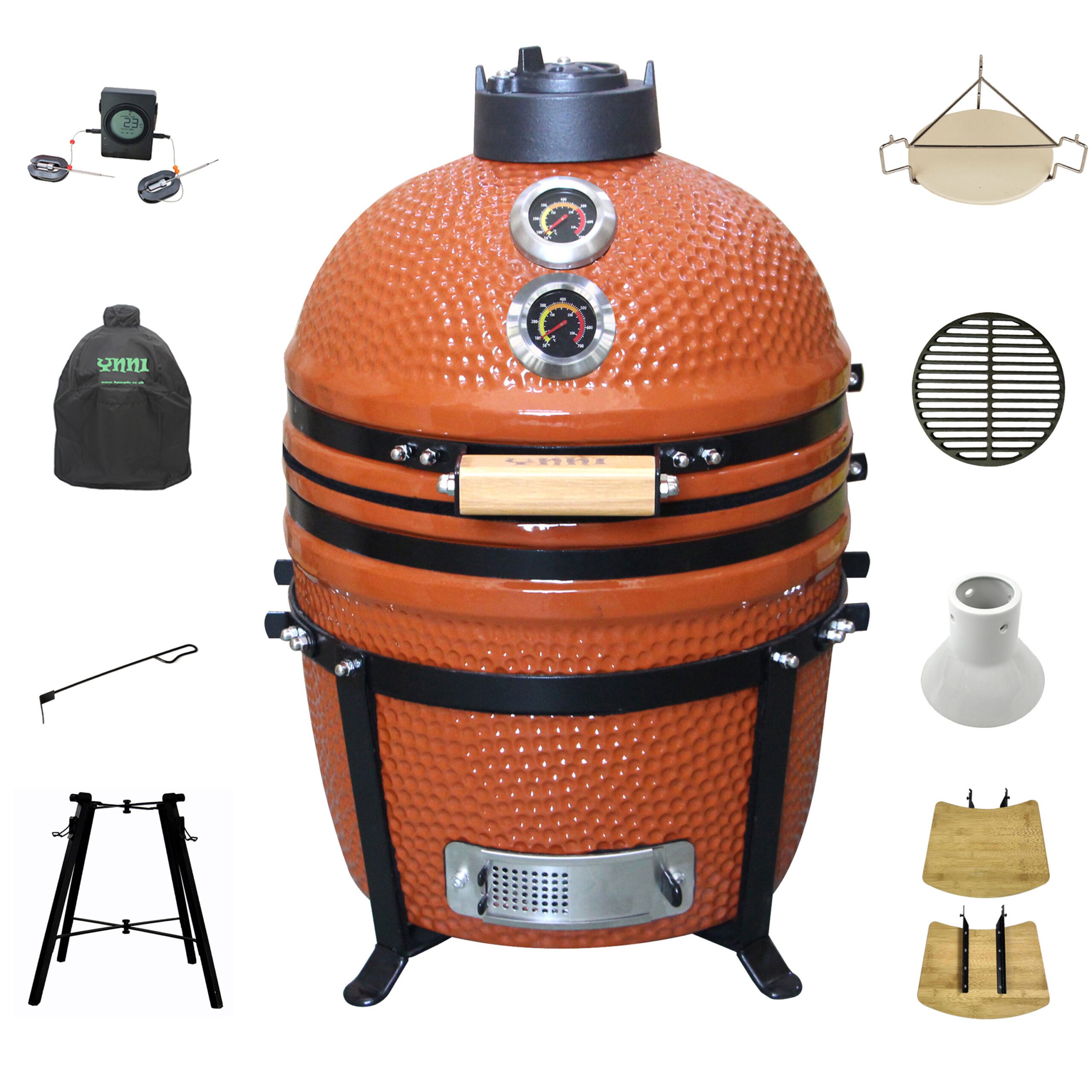 YNNI 15.7-inch Medium Kamado Oven BBQ - Table Stand Bundle with Accessories. - Image 1