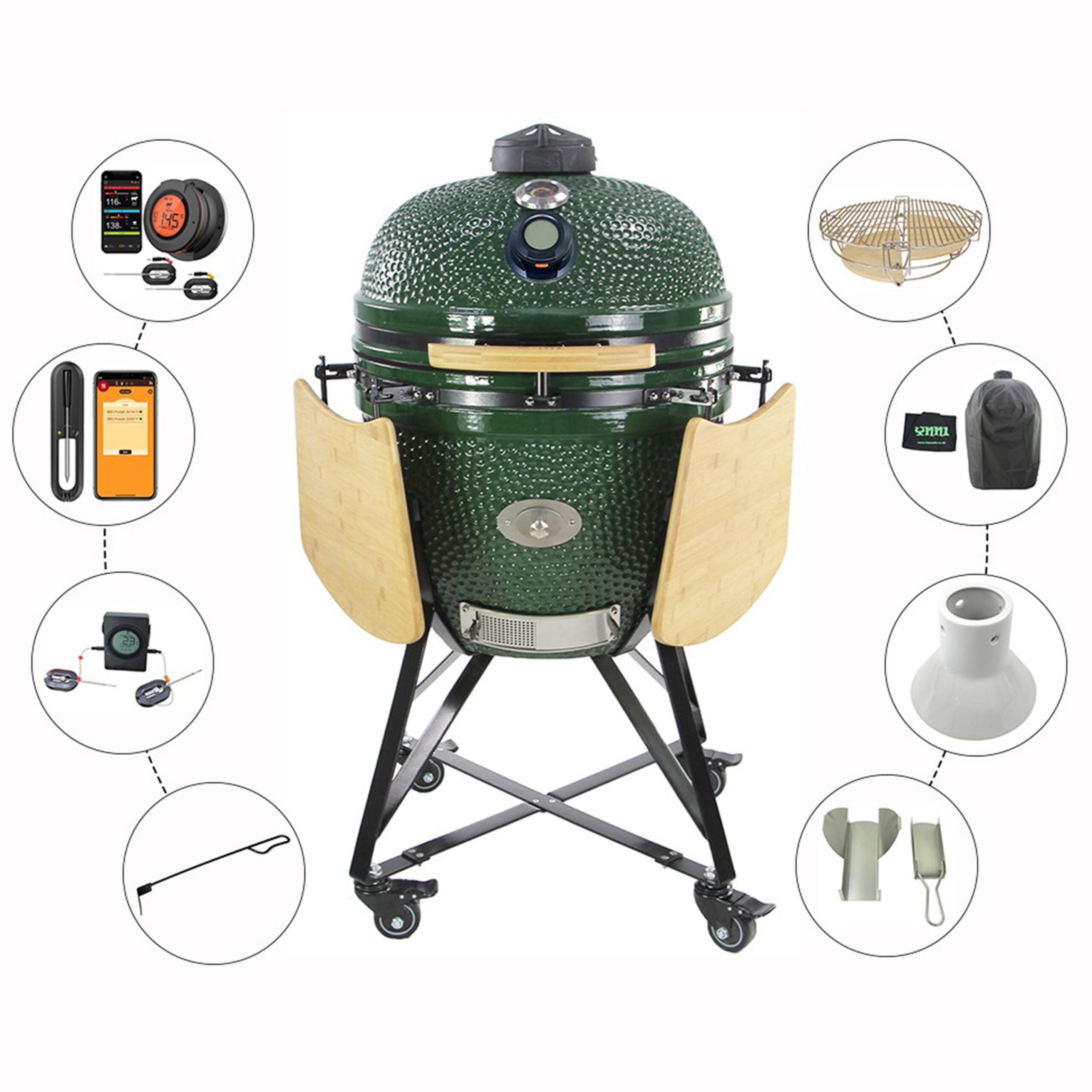 YNNI 21.1-inch Extra Large Kamado Oven - Chip Feeder Bundle with Accessories. - Image 1